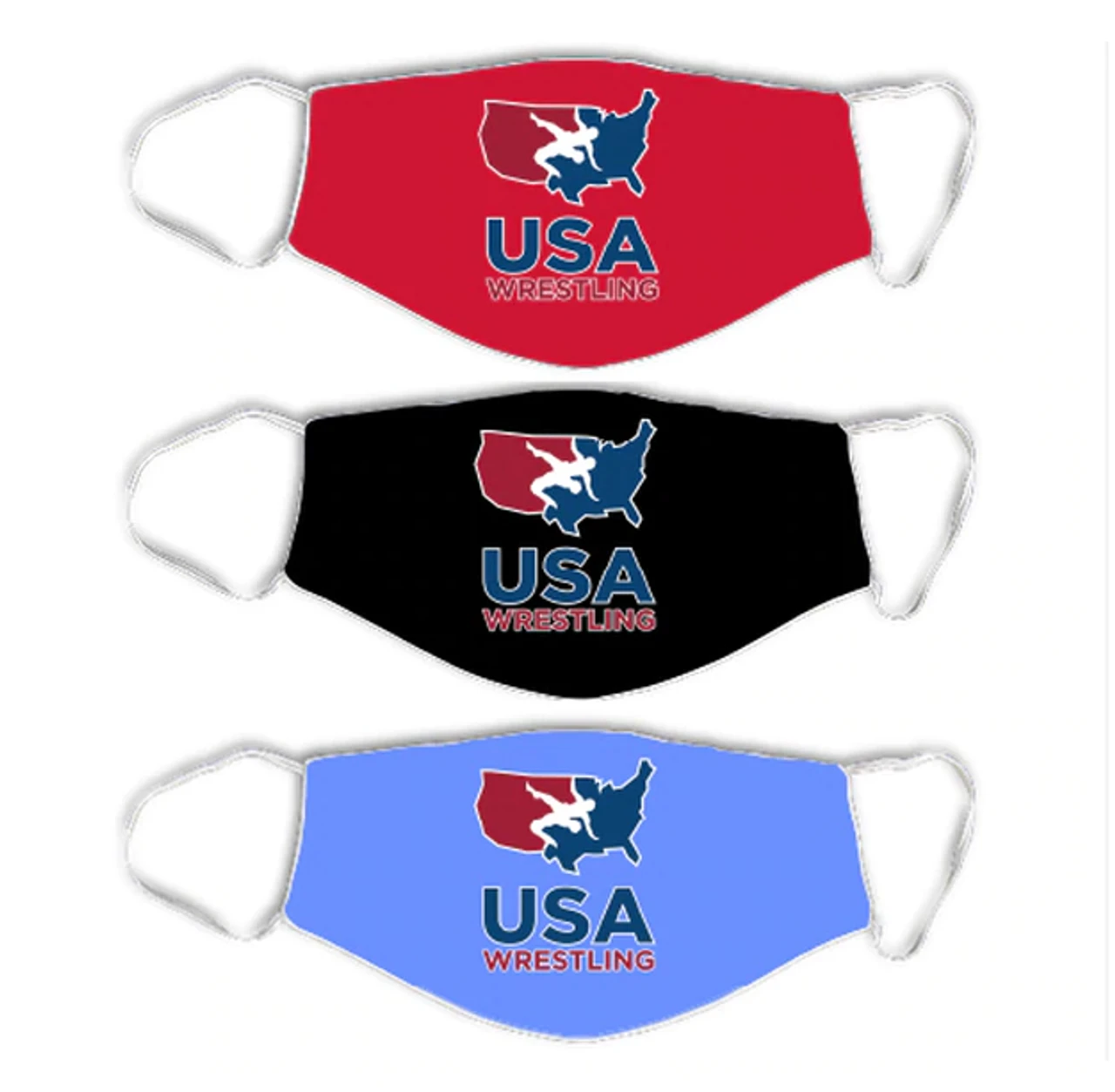 USA Wrestling Non-Medical Face Covering 3 Pack - Red/Black/Light Blue 1 USA Wrestling Non-Medical Face Covering 3 Pack - Red/Black/Light Blue