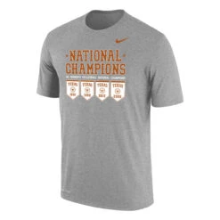 Nike Unisex Volleyball University Of Texas 4-Time Champions Dri-Fit Cotton Short Sleeve Tee - Dark Heather Grey