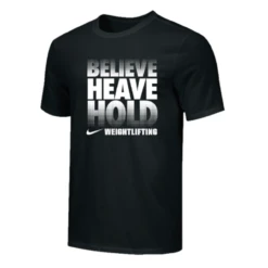 Nike Men's Weightlifting Believe Heave Hold Black Tee - Black/White Fade