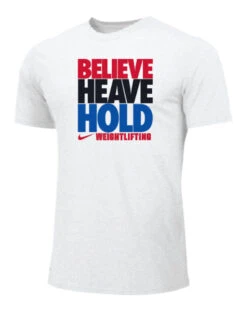 Nike Women's Weightlifting Believe Heave Hold Tee - White/Red/Black/Blue