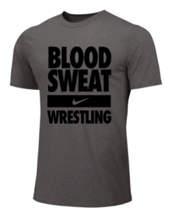 Nike Youth Wrestling Blood Sweat Tee - Grey/Black
