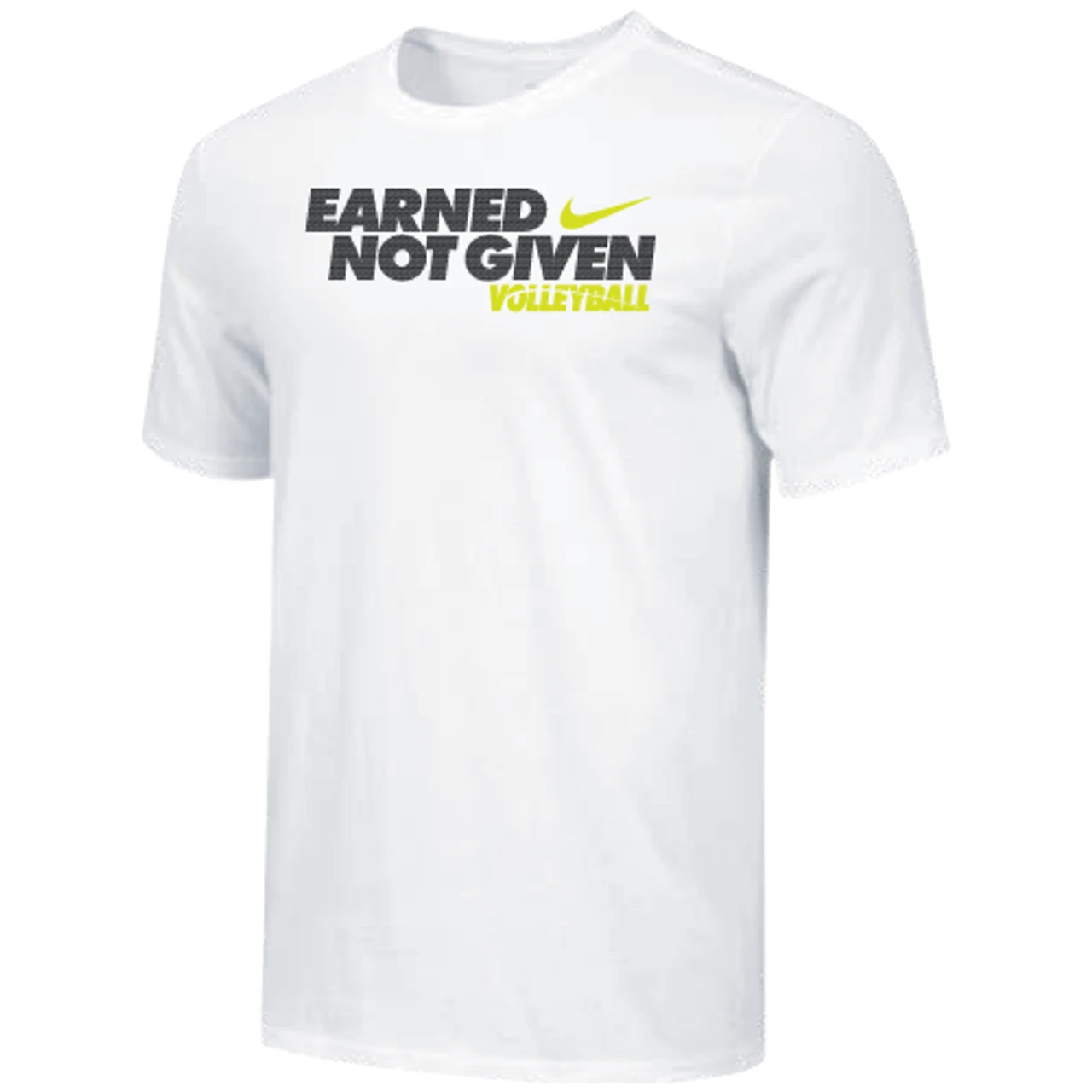 Nike Men's Volleyball Earned Not Given Tee - White/Black/Yellow 1 Nike Men's Volleyball Earned Not Given Tee - White/Black/Yellow