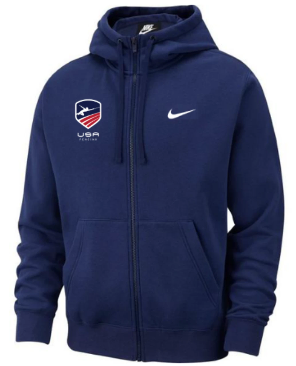 Nike Men's USA Fencing Club Fleece Full Zip Hoodie - Navy/White 1 Nike Men's USA Fencing Club Fleece Full Zip Hoodie - Navy/White