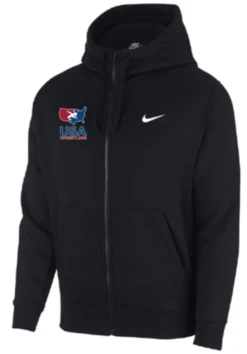 Nike Men's USA Wrestling Club Fleece Full Zip Hoodie - Black
