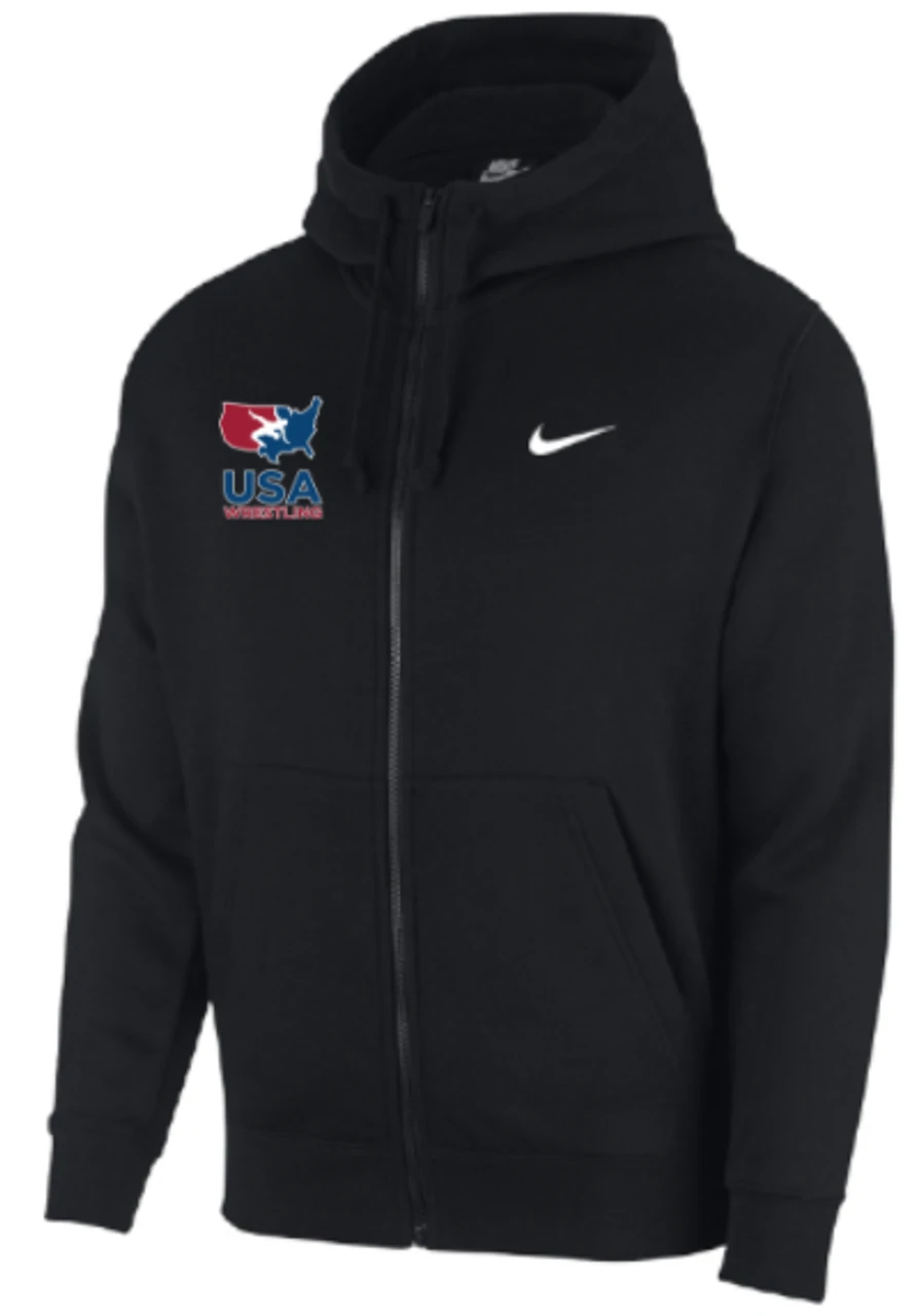 Nike Men's USA Wrestling Club Fleece Full Zip Hoodie - Black 1 Nike Men's USA Wrestling Club Fleece Full Zip Hoodie - Black