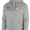 Nike Youth USA Wrestling Club Fleece Full Zip Hoodie - Heather Grey