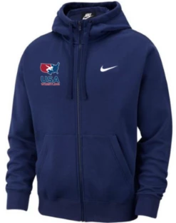 Nike Men's USA Wrestling Club Fleece Full Zip Hoodie - Navy/White