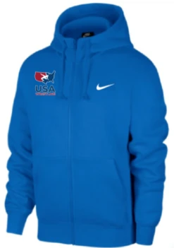 Nike Men's USA Wrestling Club Fleece Full Zip Hoodie - Royal