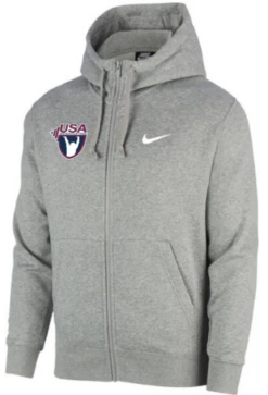Nike Youth USA Weightlifting Club Fleece Full Zip Hoodie - Heather Grey