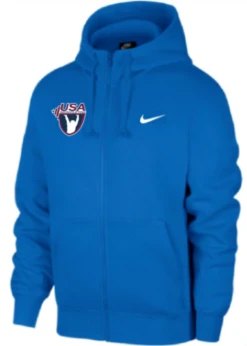 Nike Men's USA Weightlifting Club Fleece Full Zip Hoodie - Royal