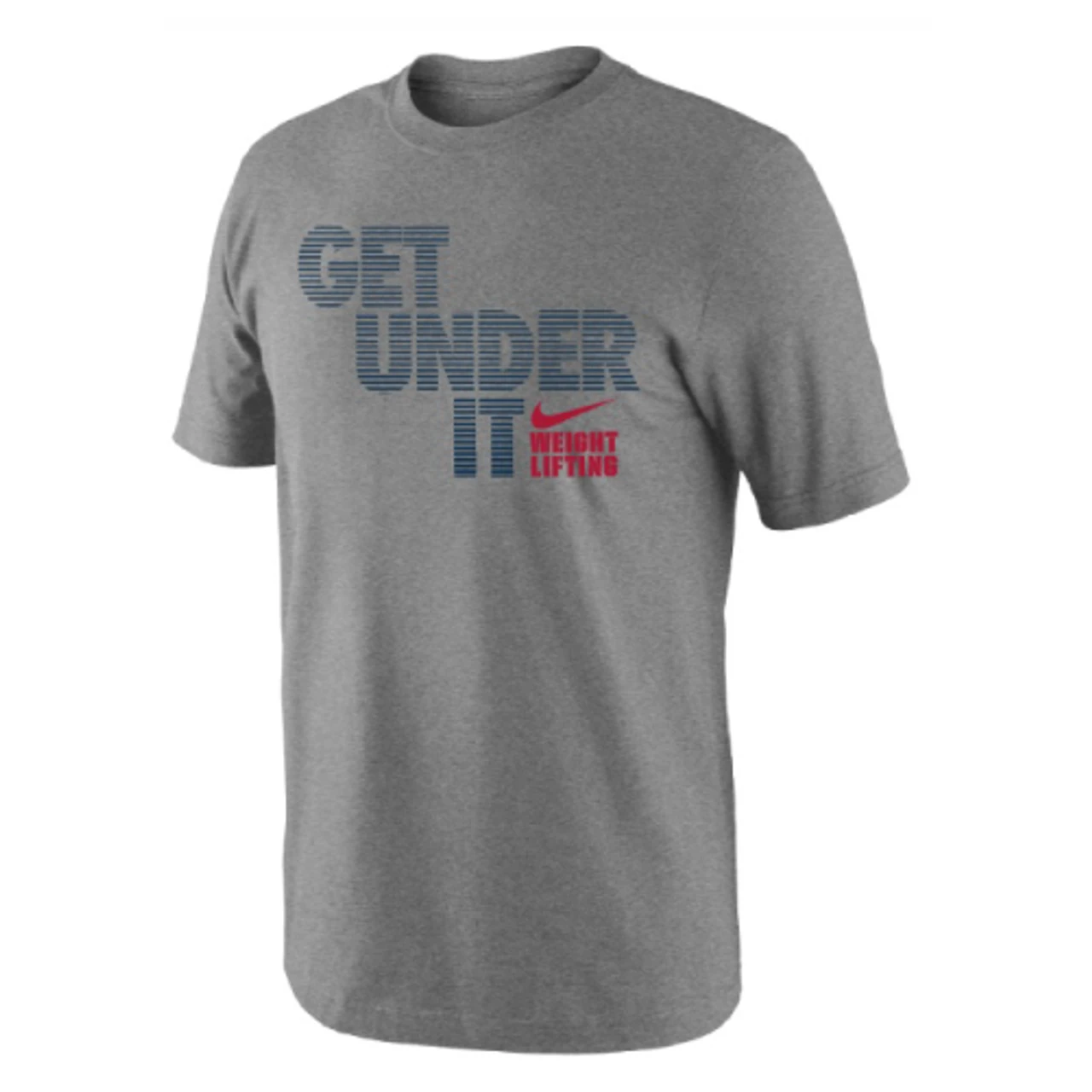 Nike Men's Weightlifting Get Under It Tee - Grey/Blue/Red 1 Nike Men's Weightlifting Get Under It Tee - Grey/Blue/Red