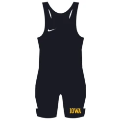 Nike University Of Iowa Grappler Elite Wrestling Singlet - Black/Gold