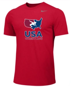 Nike Youth USA Wrestling Team Legend SS Crew - Scarlet