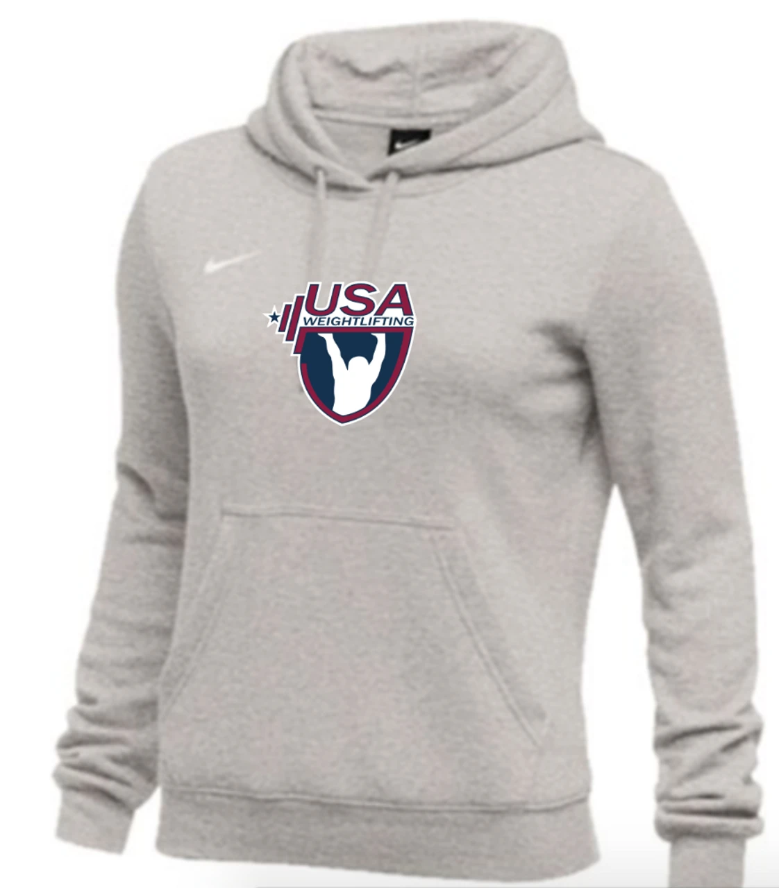 Nike Women's USA Weightlifting Club Fleece Pullover Hoodie - Heather Grey 1 Nike Women's USA Weightlifting Club Fleece Pullover Hoodie - Heather Grey