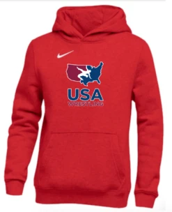 Nike Youth USA Wrestling Club Fleece Pullover Hoodie - Scarlet