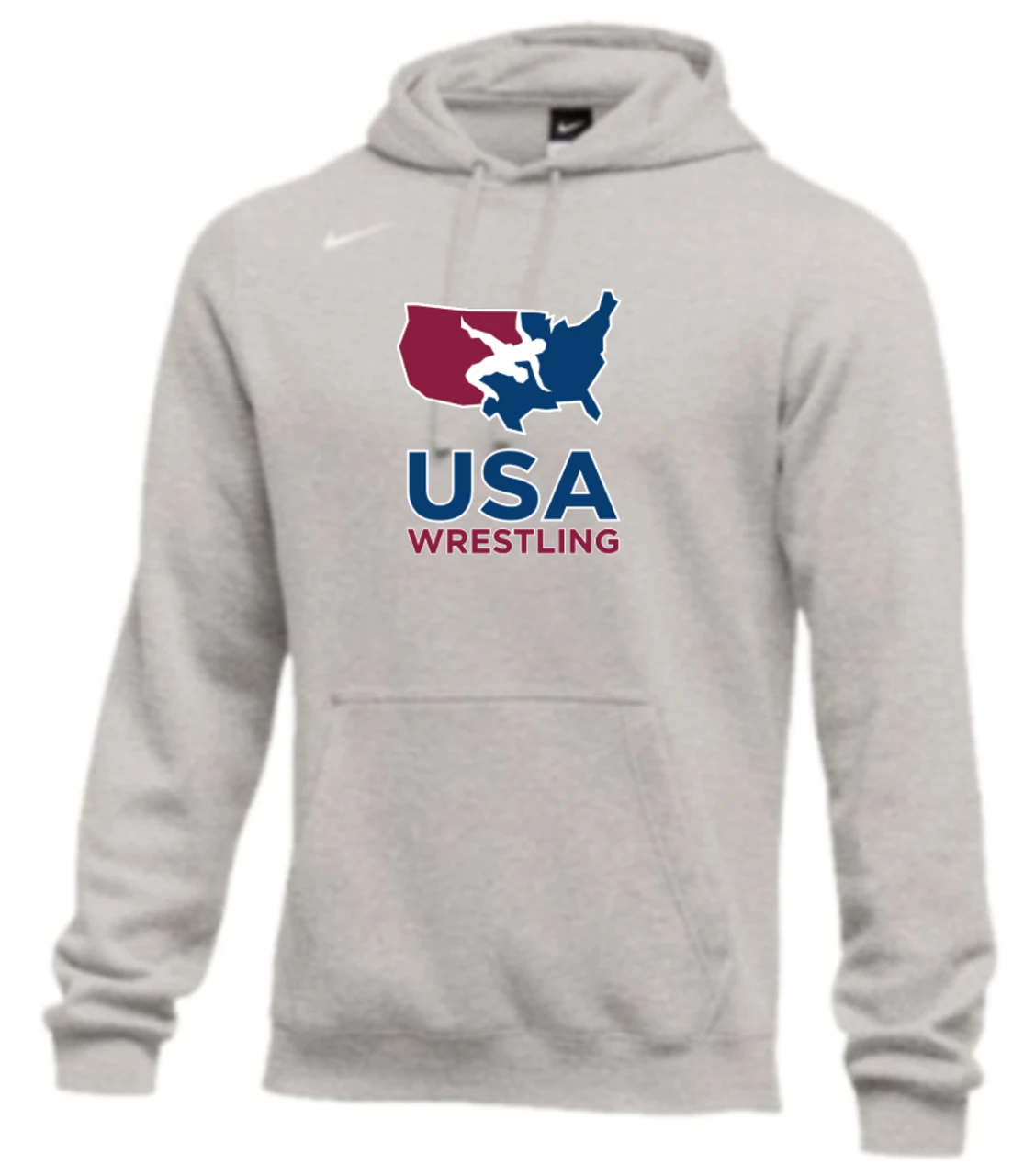 Nike Men's USA Wrestling Club Fleece Pullover Hoodie - Heather Grey 1 Nike Men's USA Wrestling Club Fleece Pullover Hoodie - Heather Grey