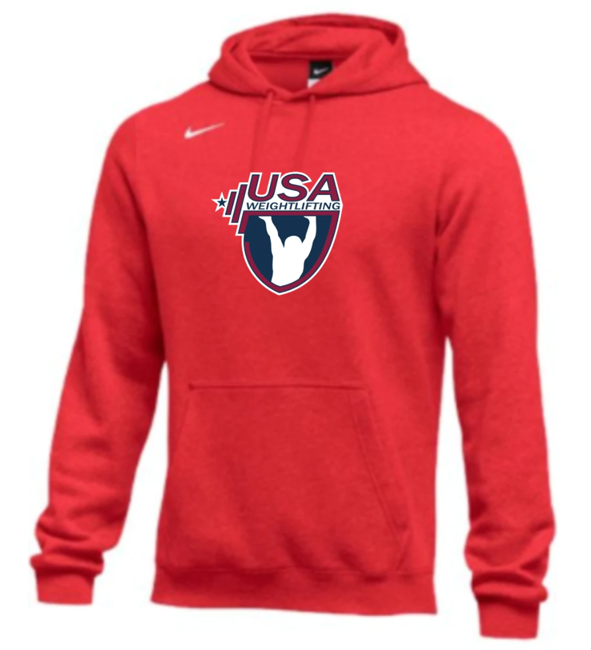 Nike Men's USA Weightlifting Club Fleece Pullover Hoodie - Scarlet 1 Nike Men's USA Weightlifting Club Fleece Pullover Hoodie - Scarlet