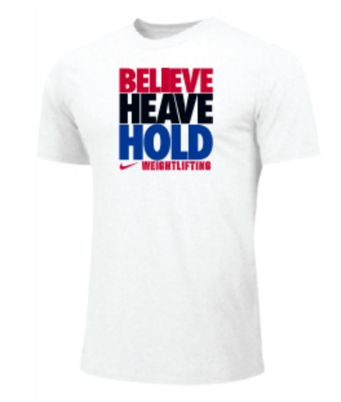 Nike Men's Weightlifting Believe Heave Hold Tee - White 1 Nike Men's Weightlifting Believe Heave Hold Tee - White