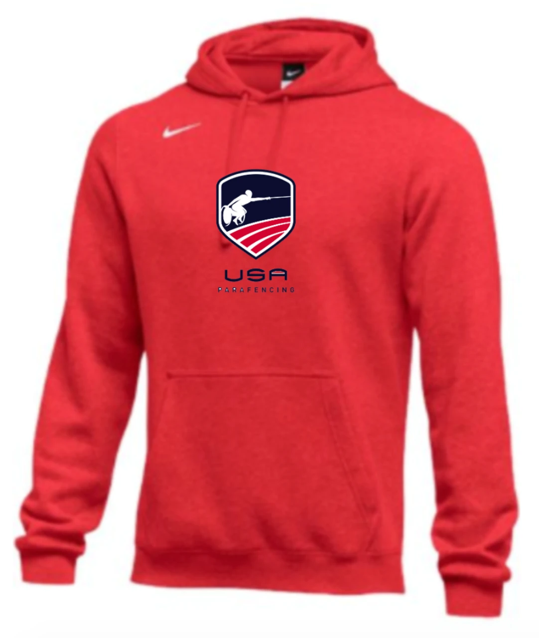 Nike Men's USA Parafencing Club Fleece Pullover Hoodie - Scarlet 1 Nike Men's USA Parafencing Club Fleece Pullover Hoodie - Scarlet