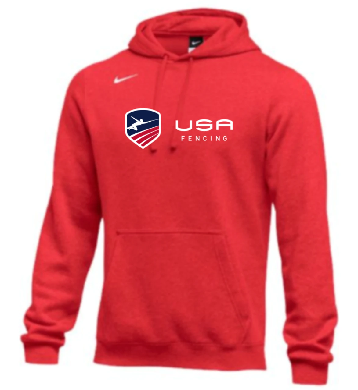 Nike Men's USA Fencing Club Horizontal Logo Fleece Pullover Hoodie - Scarlet/Blue 1 Nike Men's USA Fencing Club Horizontal Logo Fleece Pullover Hoodie - Scarlet/Blue
