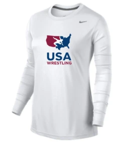 Nike Women's USA Wrestling Legend LS Crew - White/Cool Grey