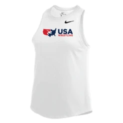 Nike Women's USA Wrestling Horizontal Dry High Neck Tank - White/Royal/Red