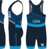Nike Women's USA Wrestling Double Chevron Tour Wrestling Singlet - Blue