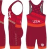 Nike Youth USA Wrestling Double Chevron Tour Wrestling Singlet - Red