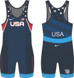 Nike Men's USA Wrestling Old Glory Singlet - Blue