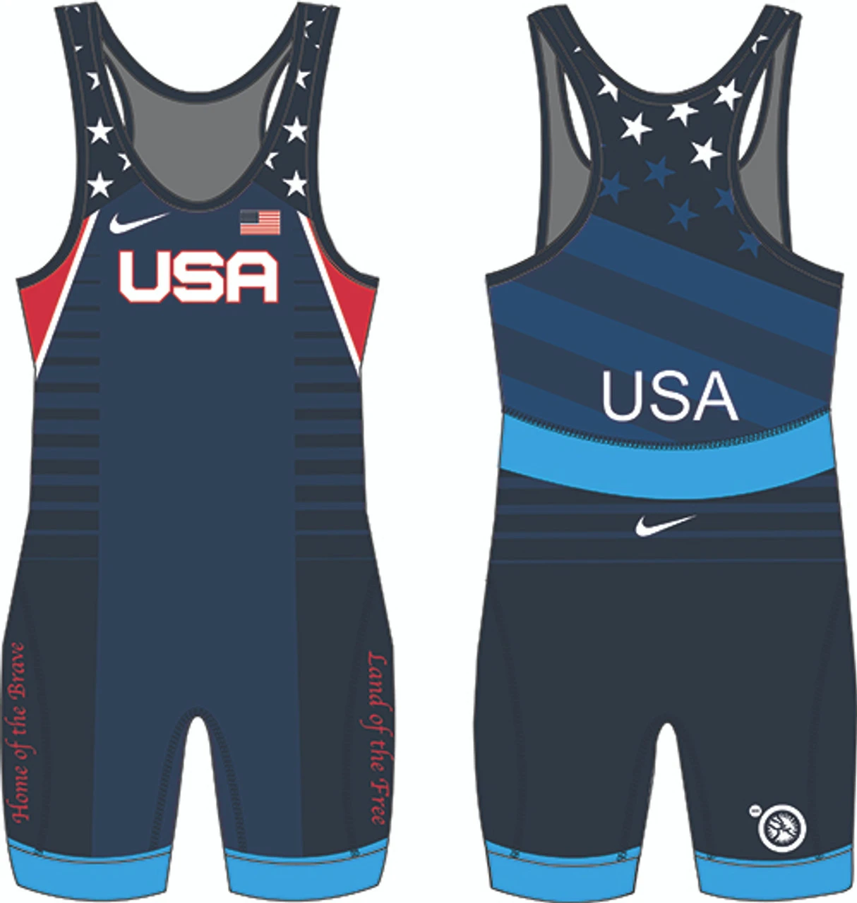 Nike Youth USA Wrestling Old Glory Singlet - Blue 1 Nike Youth USA Wrestling Old Glory Singlet - Blue