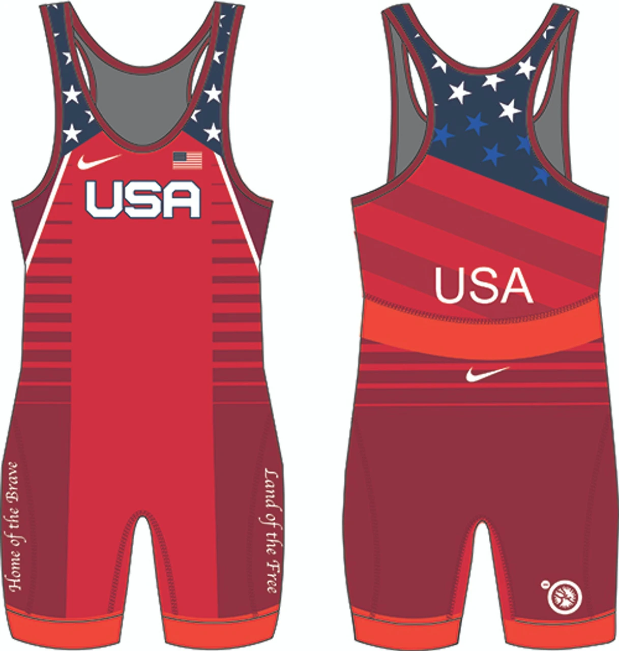 Nike Men's USA Wrestling Old Glory Singlet - Red 1 Nike Men's USA Wrestling Old Glory Singlet - Red