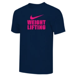 Nike Men's Weightlifting Stacked Tee - Navy/Fluorescent Pink