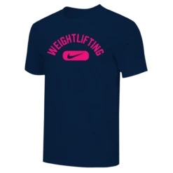 Nike Men's Weightlifting Swoosh Tee - Navy/Fluorescent Pink