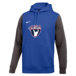 Nike Men's USA Weightlifting Club Fleece Color Block Hoodie - Royal/Grey