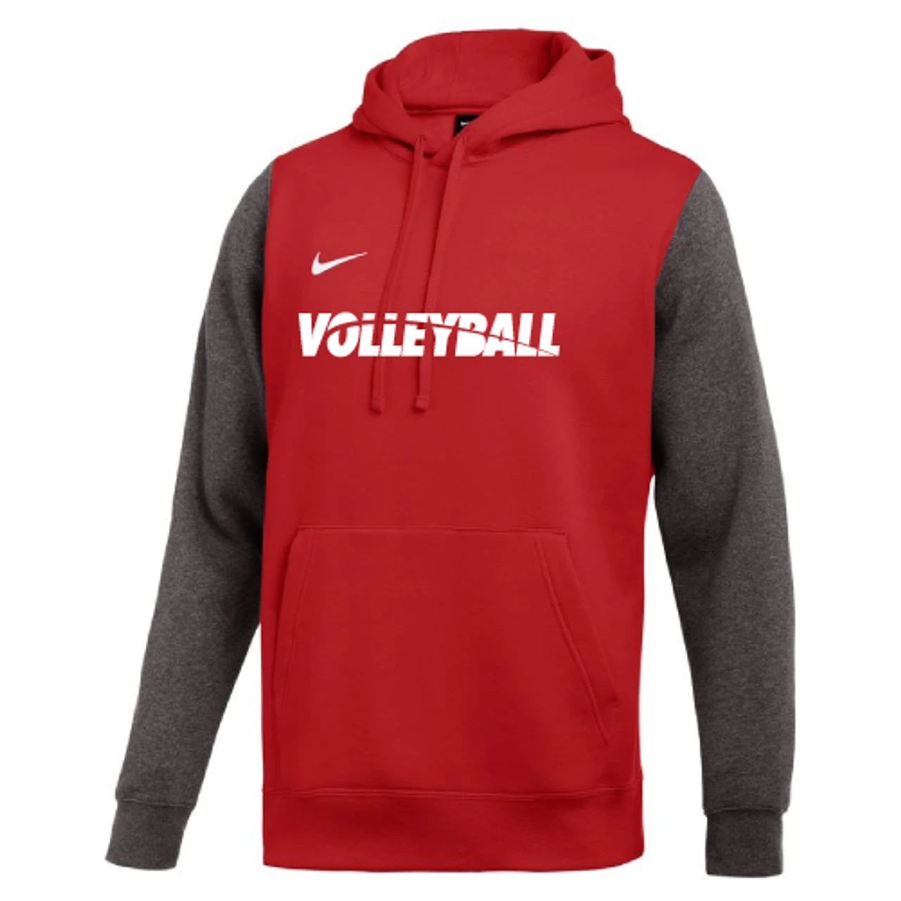 Nike Men's Volleyball Club Fleece Color Block Hoodie - Red/Grey 1 Nike Men's Volleyball Club Fleece Color Block Hoodie - Red/Grey