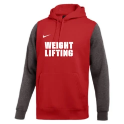 Nike Men's Weightlifting Club Fleece Color Block Hoodie - Red/Grey