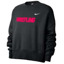 Nike Women’s Wrestling Fleece Trend Crew - Black/Fluorescent Raspberry